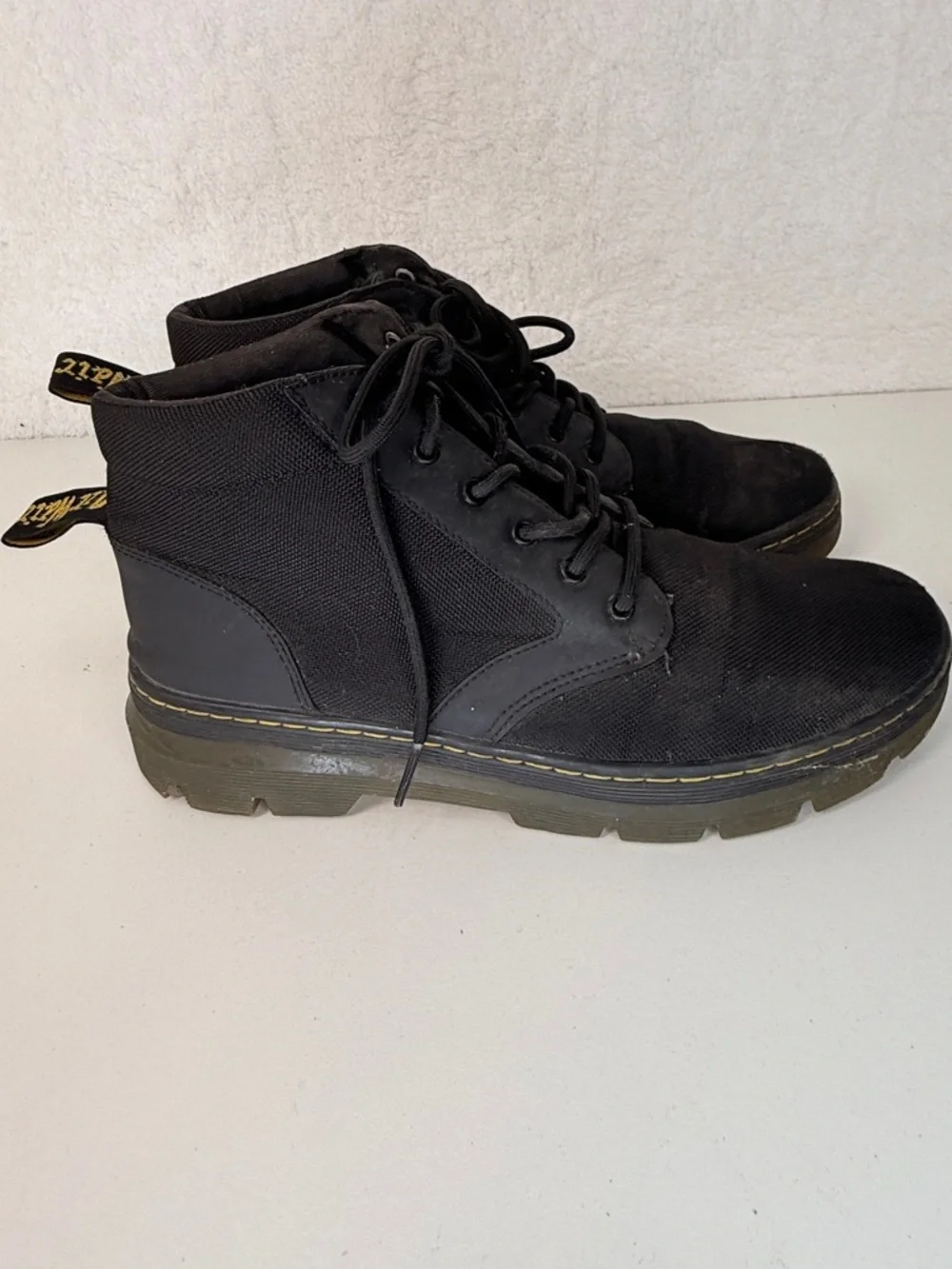 Dr Martens Bonny Boots Black Canvas Lace Up Chunky Sole Mens 11 Doc Martins